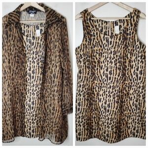 Xtrmz Vintage 80s Leopard Print Dress Sheer Overlay Top Set Size 11/12